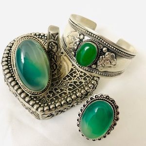 Adjustable Cuff Bracelet with 2 Ring Set